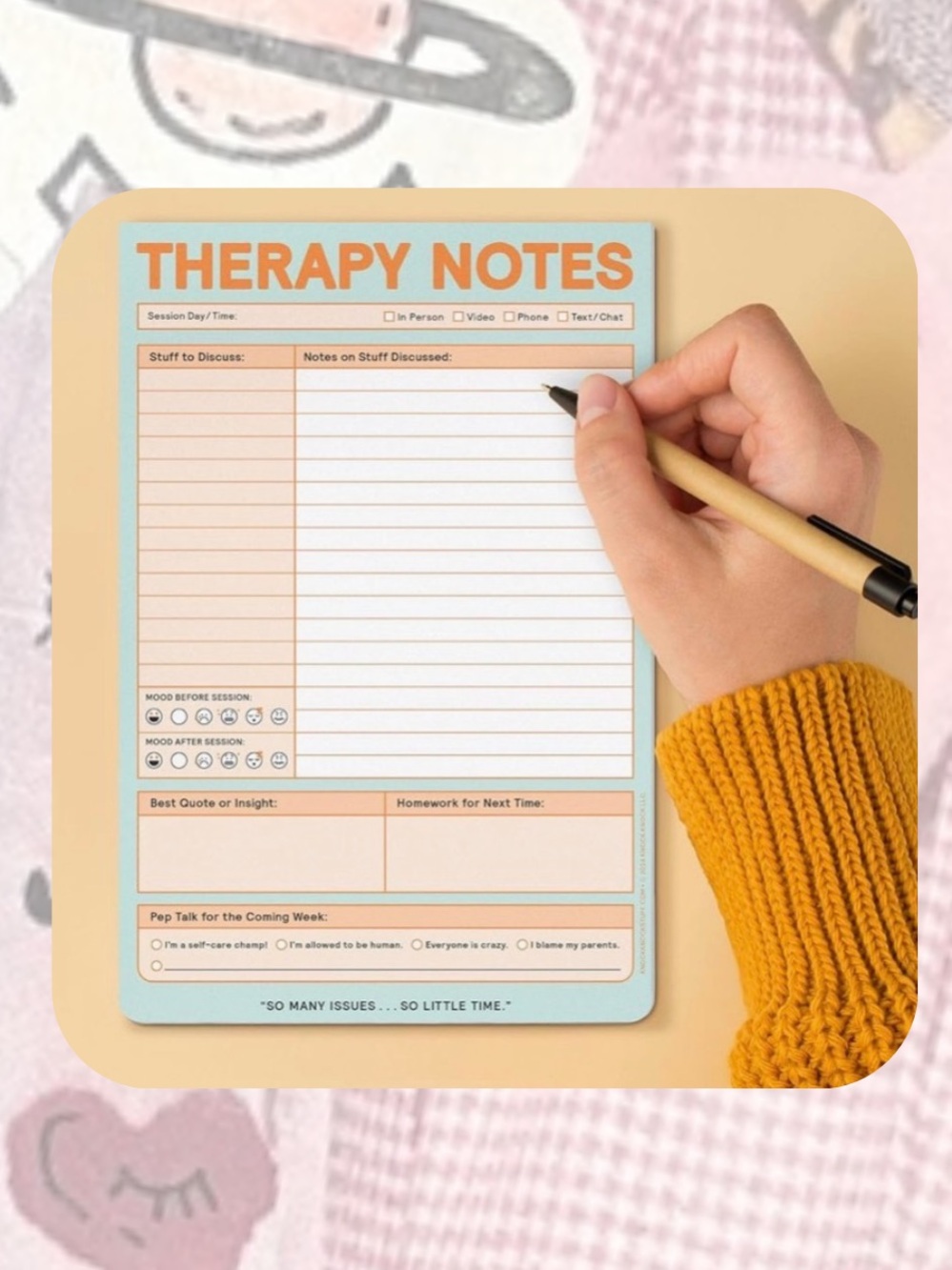 Knock Knock Pastel Therapy Session Notes Memo Notepad